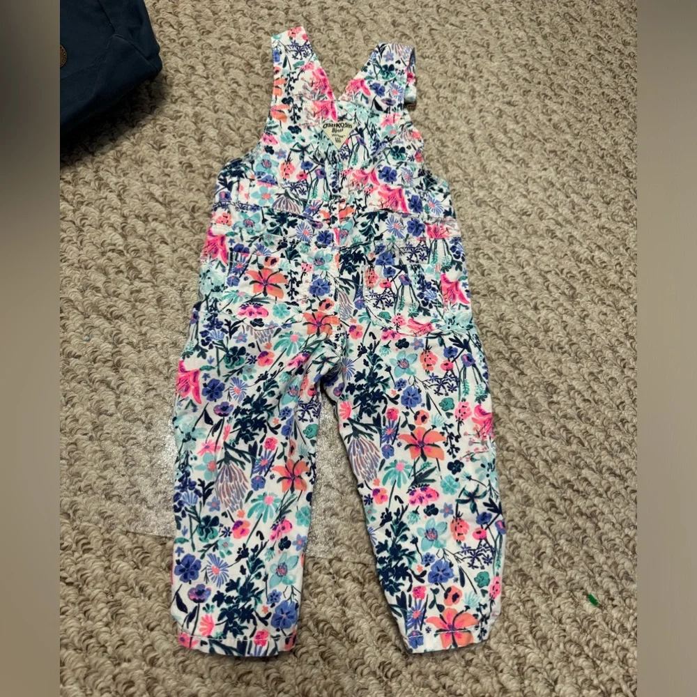 OshKosh B'gosh Floral Multi Color Printed Overalls (Baby) 12M